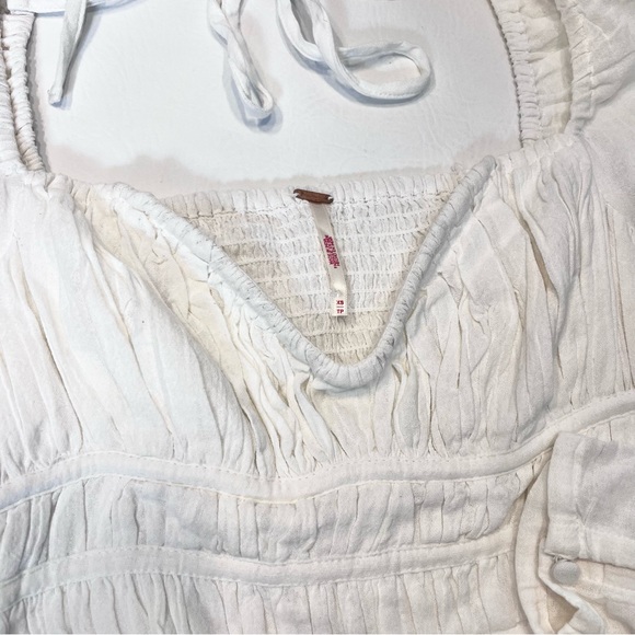 Free People Chloe Puff Sleeve Blouse Smocked Peasant Top Size XS - Picture 8 of 14